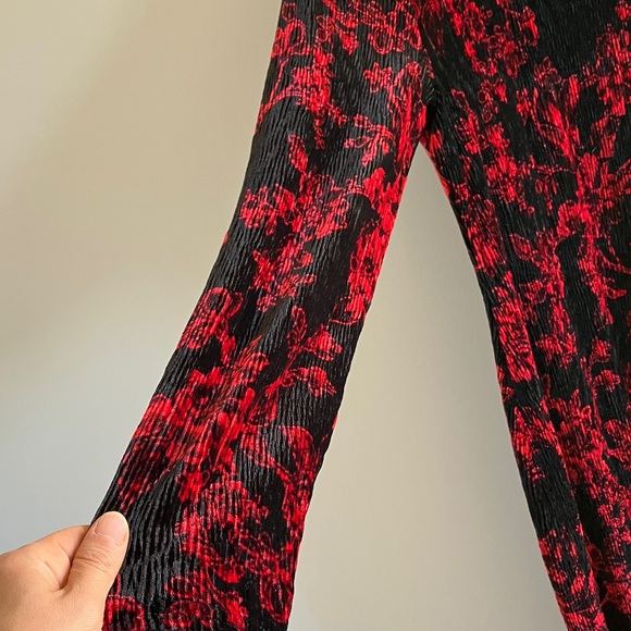 Anthropologie Black and Red Patterned Midi Dress - Picture 6 of 10